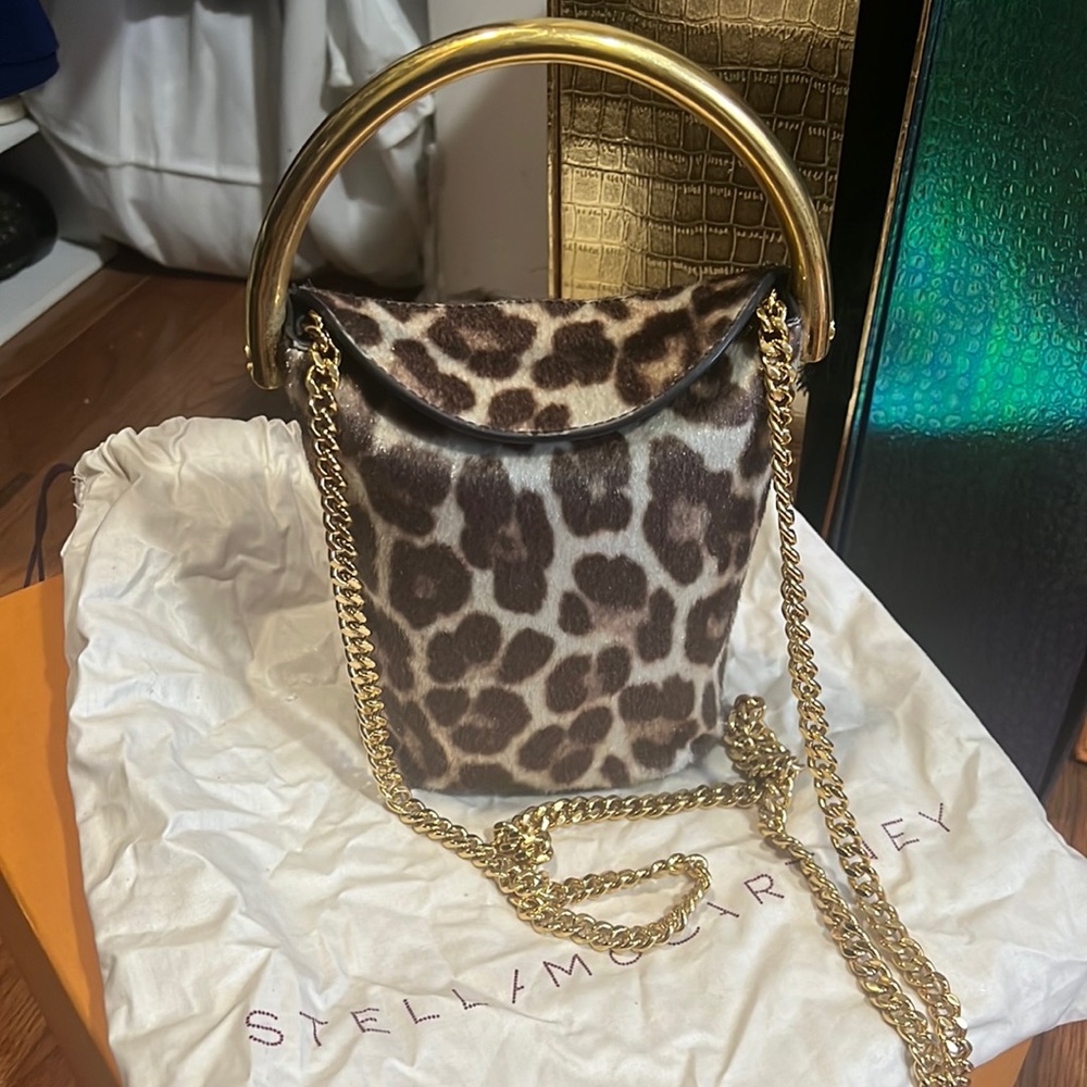 Stella McCartney Leopard Calf Hair Bucket Bag
